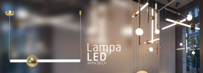 Lampada Da Soffitto Pensile Led Bianco Oro App478-cp