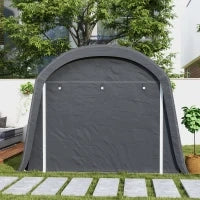 Ripostiglio da Giardino con Telo in Plastica, Tettoia per Attrezzi, Garage Pieghevole, 300 x 450 x 230 cm, Grigio Scuro
