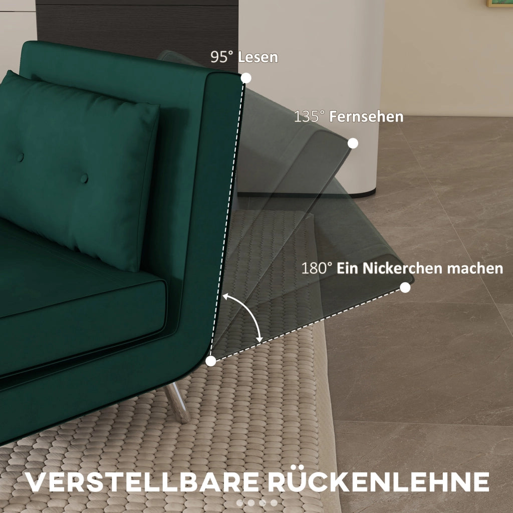 Poltrona letto 3-in-1 in velluto verde scuro