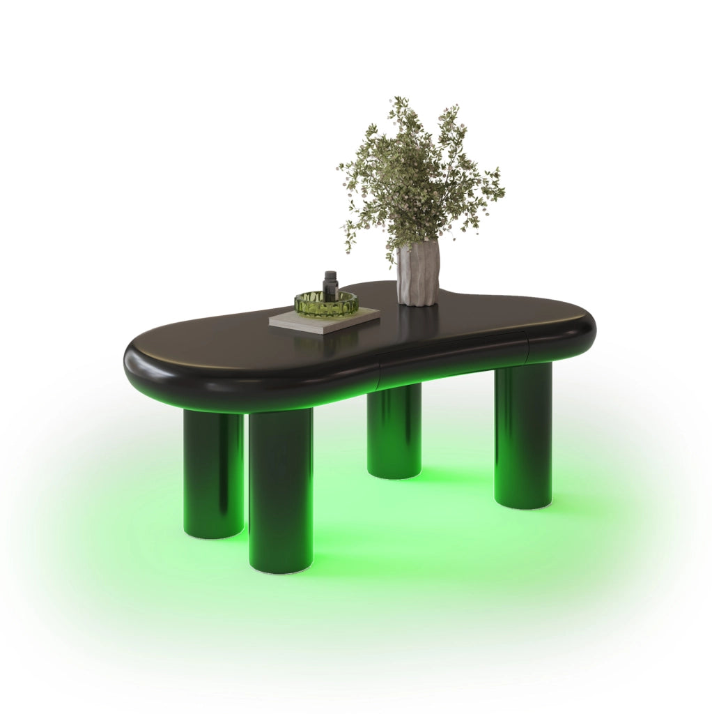 Tavolino da caffè 98x65.5x40 cm con LED a 16 colori e cassetto in MDF nero