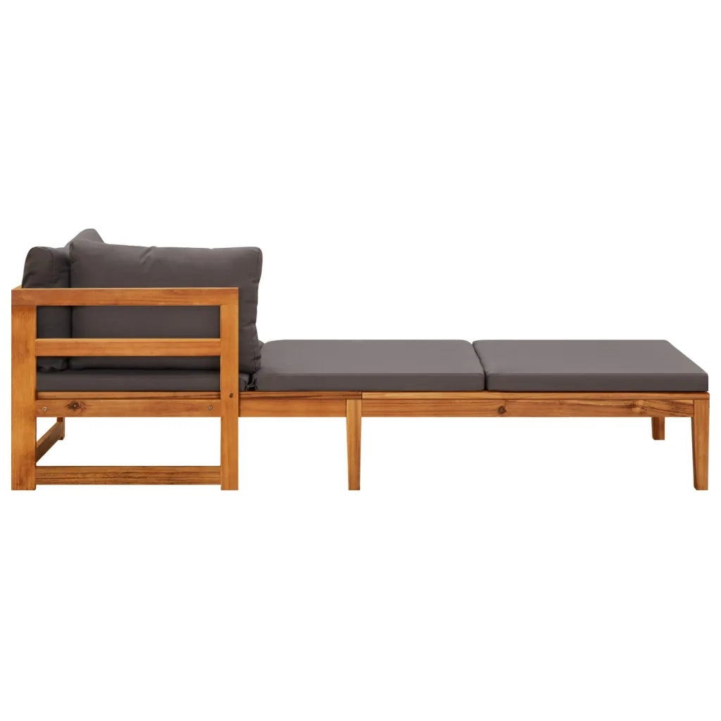 Lettini Prendisole con Cuscini Grigio Scuro 2 pz Legno d'Acacia 3087269