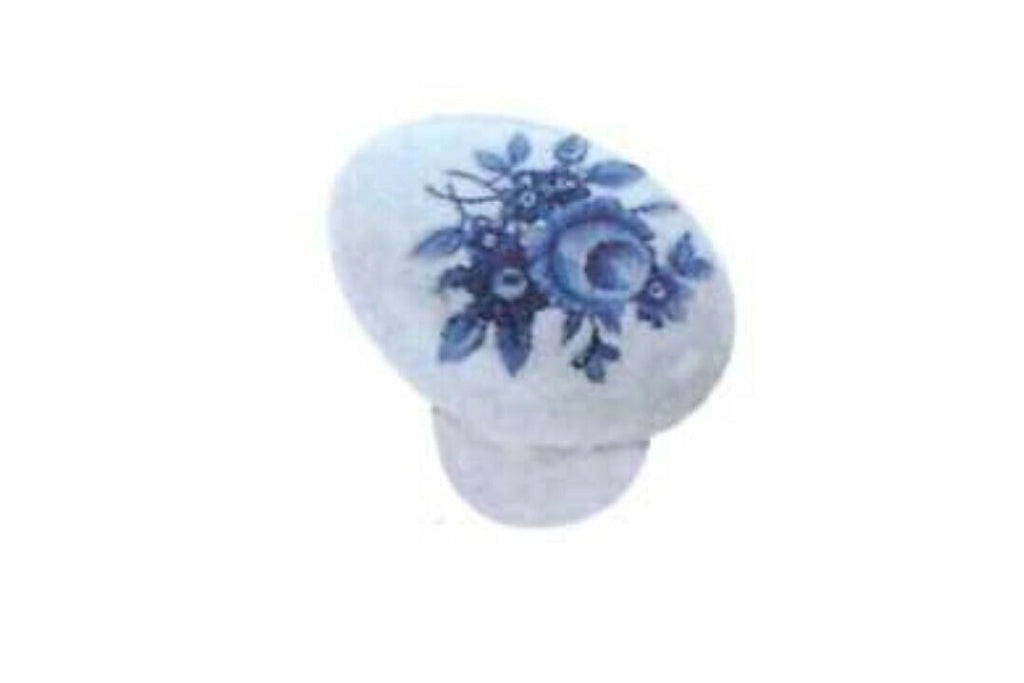 Pomolo Porcellana Ovale Fiore Blu Pezzi 1 - Masidef
