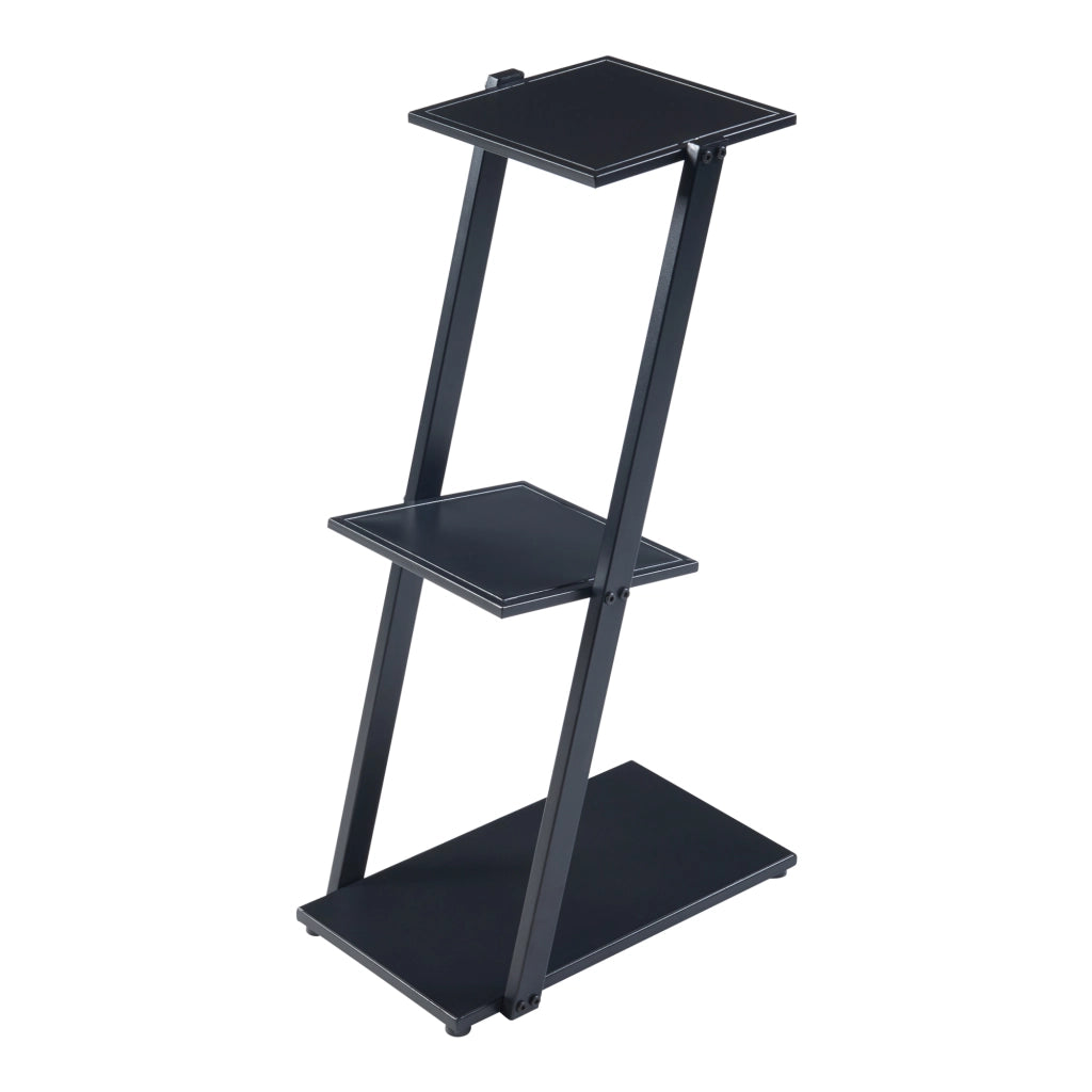Consolle da Divano Rollag a Forma di Z con 3 Ripiani 72 x 40 x 25 cm Metallo Nero [en.casa]
