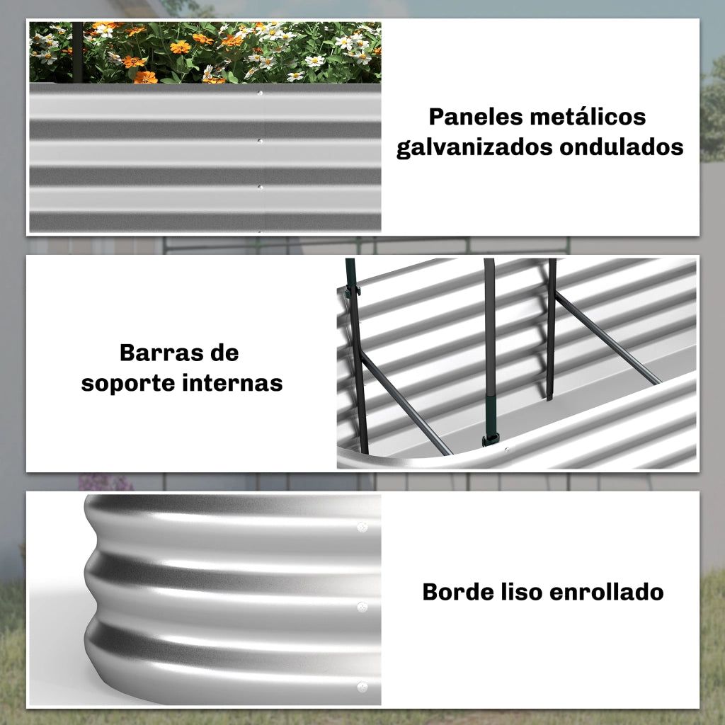 Vaso per piante da esterno grande con copertura e rete ¨C zephmum ¨C 200x60x103 cm argento