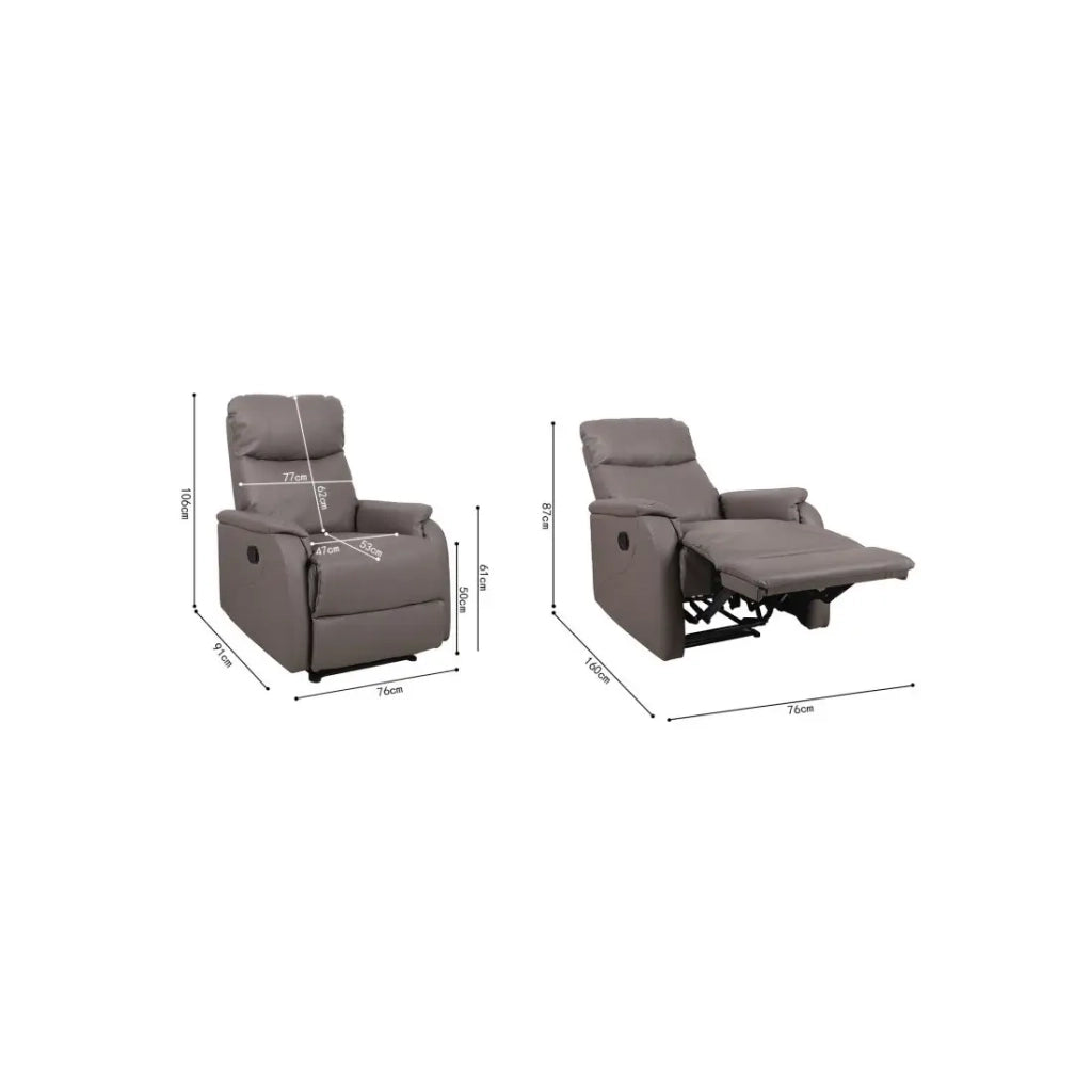 Poltrona relax reclinabile manualmente TOKIO colore taupe