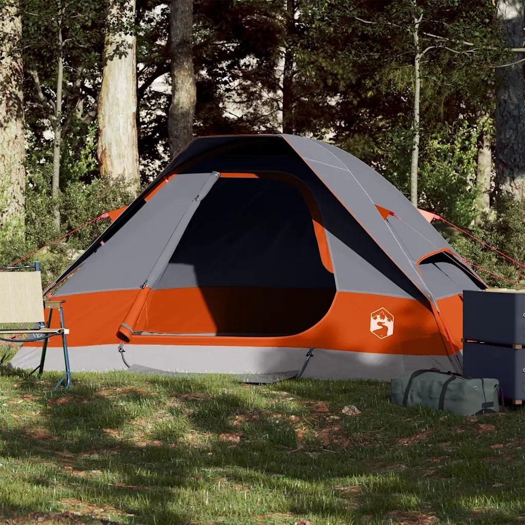 Tenda da Campeggio a Cupola 2 Persone Grigio e Arancione 94775