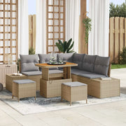 Set Divano da Giardino con cuscino 8 pcs Beige polyrattan