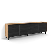 Mobile TV Soggiorno, 207x61x35 cm, Per TV fino a 80", Design industriale, Nero e rovere