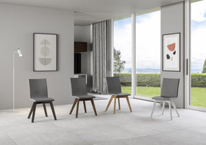 Sedia 52x52x87 cm Trudy gambe bianche in Similpelle Grigio