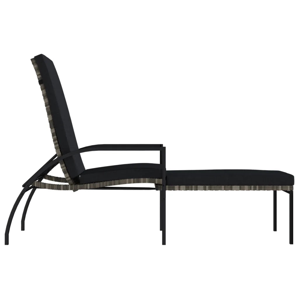 Lettino Prendisole con Poggiapiedi in Rattan PE Grigio 317630