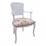 Poltrona parigina imbottita tessuto legno shabby bianco 55x45x85 - Mobili 2G