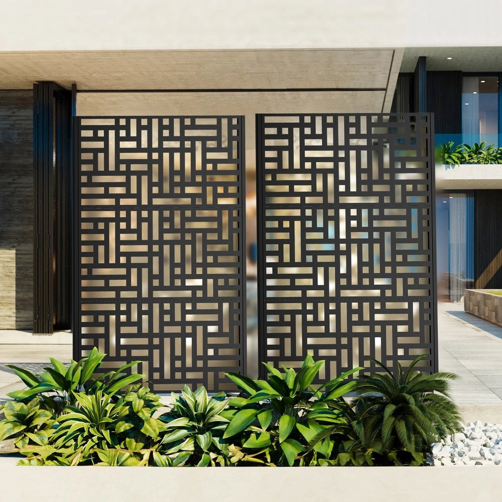 Paravento da Giardino in Metallo ¨C Xylo ¨C 183x116 cm, per Balcone, Patio e Terrazza