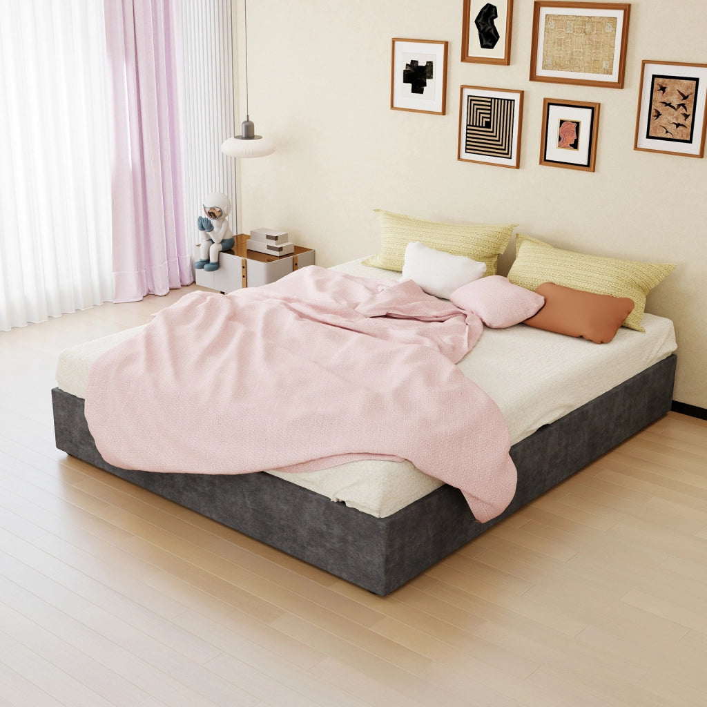 LETTO Telaio 160x200 cm Grigio in Tessuto e Metallo