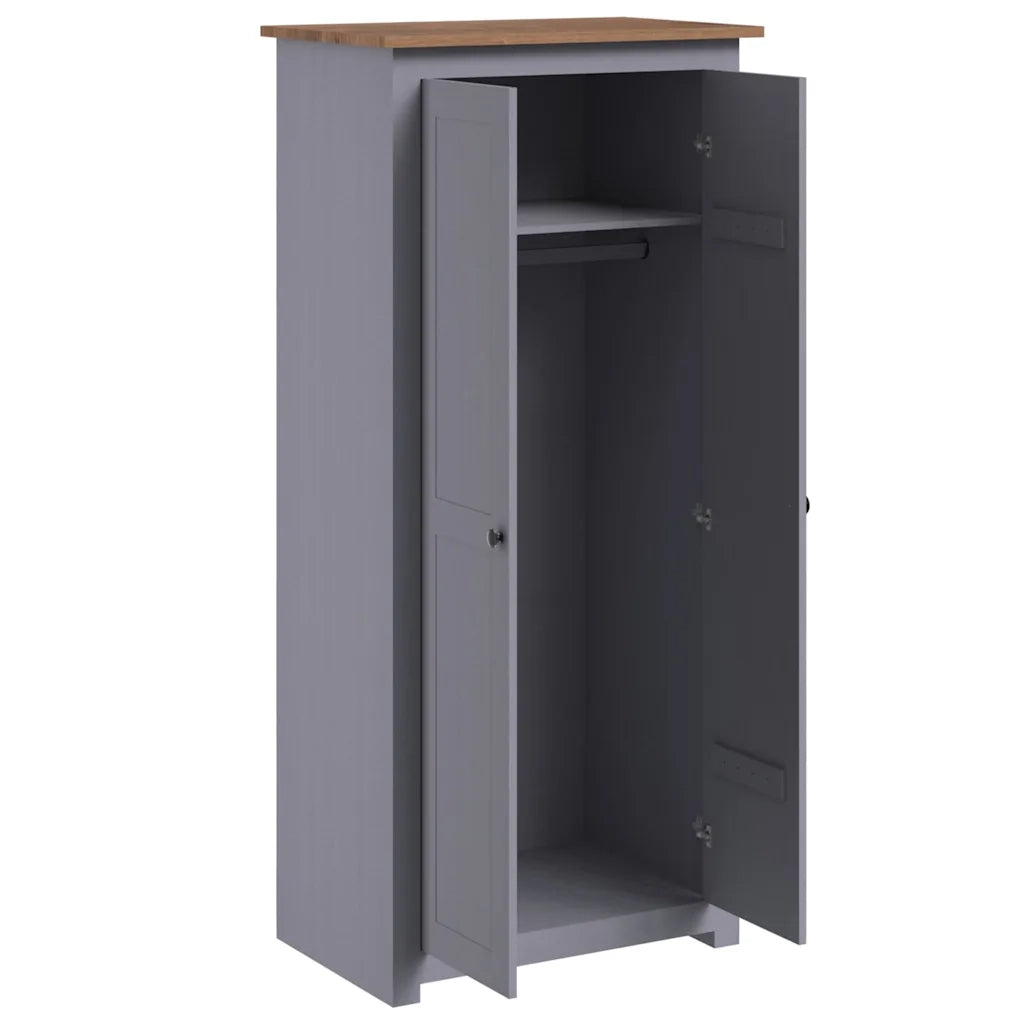 Armadio Grigio 80x50x171,5 cm Legno Massello Pino Panama Range 282665