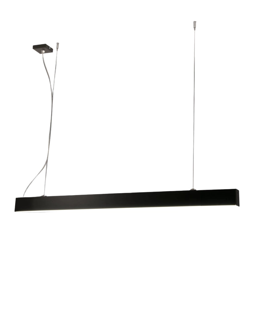 Lampada a Sospensione Next in Metallo e Policarbonato Nero, LED 45W 5460lm 3000K, Regolabile in Altezza fino a 2000mm, IP20 Classe 1
