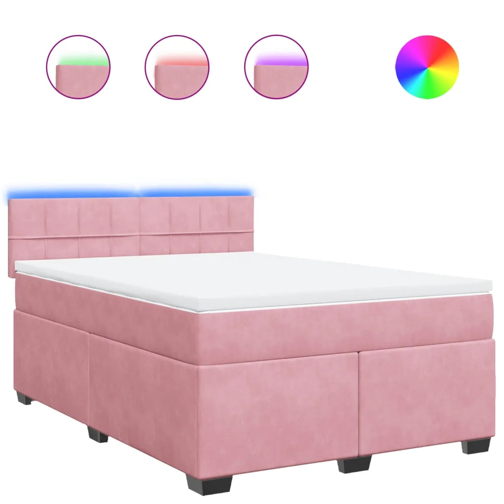 Giroletto a Molle con Materasso Rosa 160x200 cm in Velluto