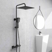 Colonne doccia AICA ITALY, Miscelatore termostatico doccia con soffione quadrato 30x30cm in acciaio inox nero opaco