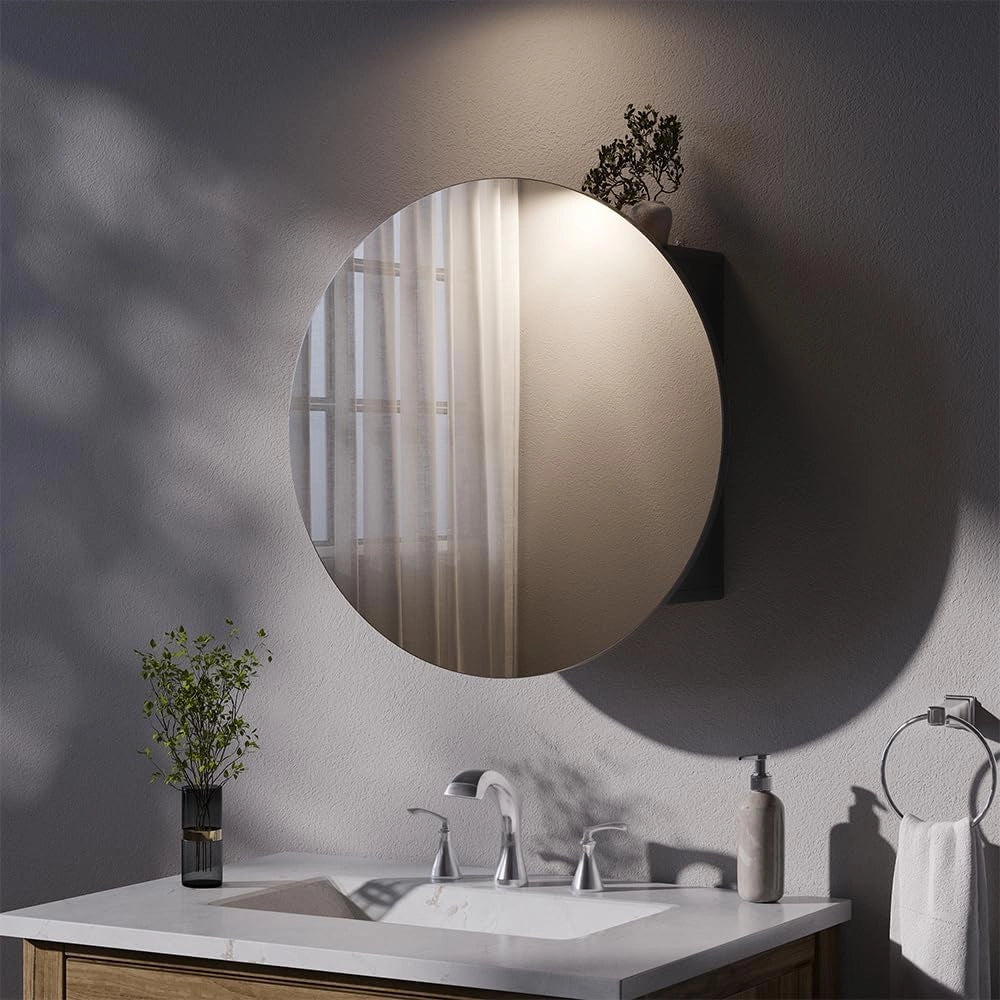 Specchio contenitore bagno Loki, Antracite, 60 x 60 cm con 2 scomparti