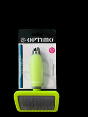 OPTIMO SPAZZOLA PER ANIMALI MANICO IN SILICONE E SETOLE IN METALLO VERDE 18 CM