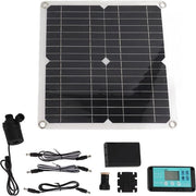 Impianto solare per pompa acqua 50 W con Accubak e controller di orologeria per vasca da pesca e cascata giardino.
