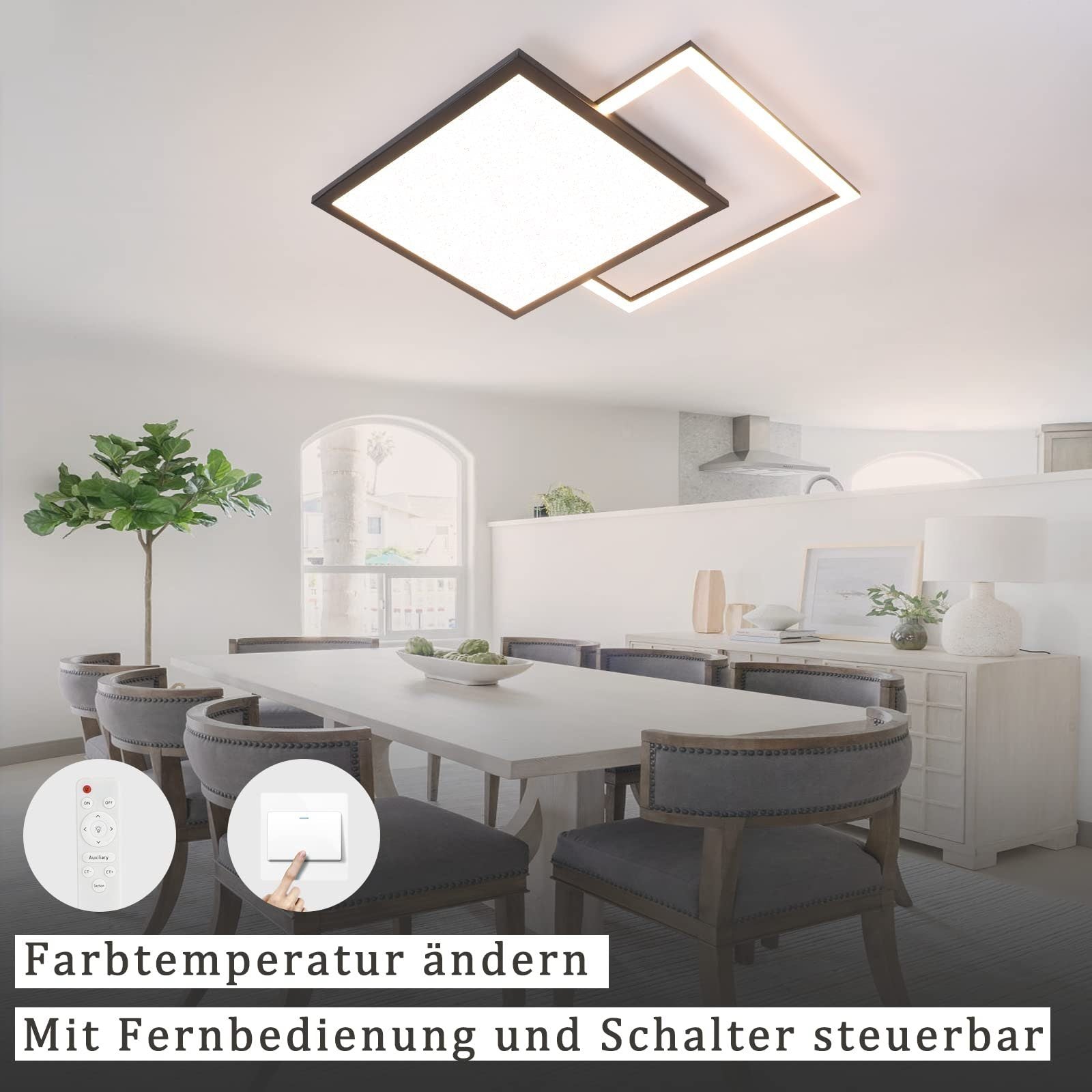 ZMH Lampada da soffitto plafoniera LED doppia stella 46W per soggiorno