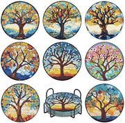 8 pezzi di supporti per pittura con diamanti, supporti per pittura con diamanti con asta, supporto per pittura con diamanti rotondo Magic Tree DIY, piatto da servizio, antiscivolo per bicchieri, bicchieri da vino, vasi e cucina in casa