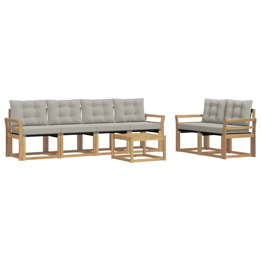 Set di divani da esterno 7 pcs Bianco e Grigio Chiaro 3389237