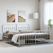 Giroletto con Testiera e Pediera-Struttura Letto Metallo Bianco 193x203 cm 491651