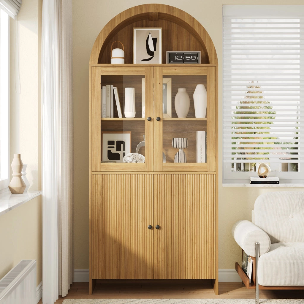 Credenza con Vetrina e Ante ¨C Xylo ¨C Bianco, Legno, Design Moderno