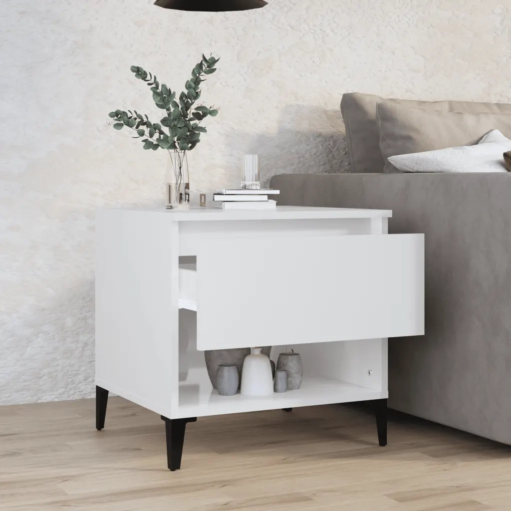 Tavolino-Tavolino da soggiorno-Tavolo Bianco Lucido 50x46x50 cm in Legno Multistrato 529098
