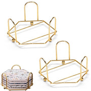 Sostegno a due livelli in metallo, becheriera, supporto metallico per ferro da stiro, per servizio da tavola in soggiorno, cucina e camera da letto (color oro)