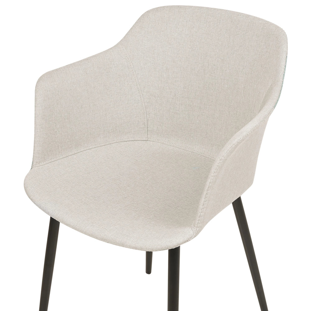 Set di 2 sedie da pranzo in tessuto beige chiaro imbottito con gambe nere Stile retrò Mobili per il soggiorno