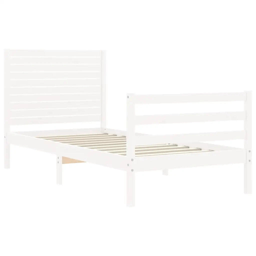 Giroletto con Testiera-Struttura Letto con testiera Bianco 90x200 cm in Legno Massello 436991