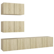 Set di Mobili Porta TV 4 pz | Armadietto TV | Mobile Porta TV Rovere Sonoma in Legno Multistrato