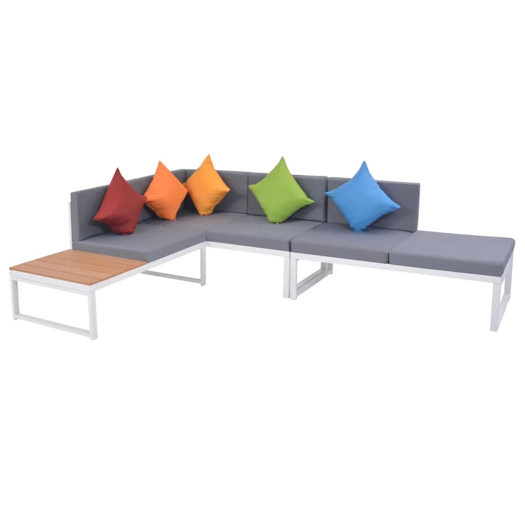 Set di mobili da giardino per esterni 4 pezzi con cuscini alluminio e WPC 02_0016077