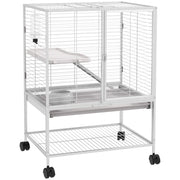 Gabbia per piccoli animali 2 livelli con ruote ¨C zephmum ¨C grigio 61.5x44.5x86 cm