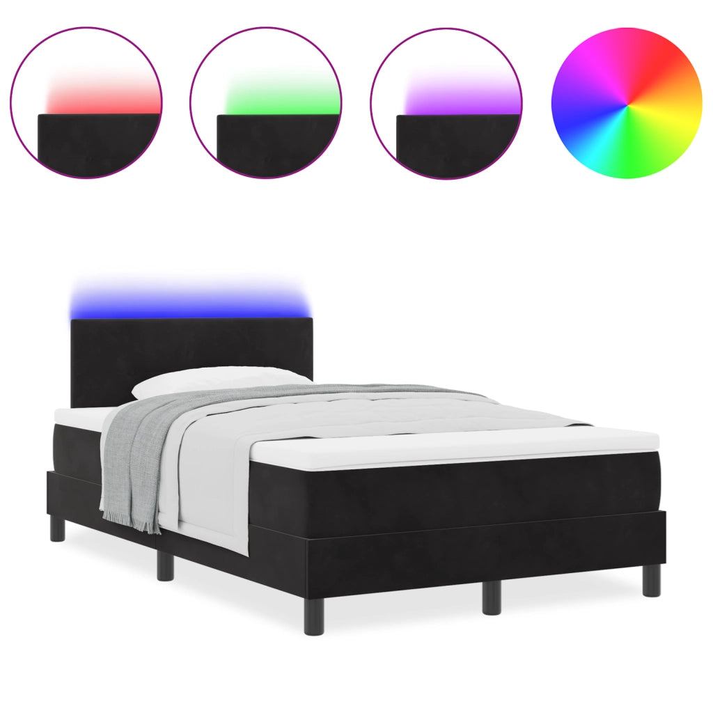 Letto a Box Spring con Materasso & LED Nero 120x190 cm Velluto