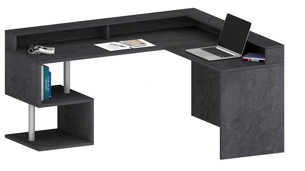 Scrivania Angolare a Giorno 181x160x60x92,5h cm Esse Report Grigio