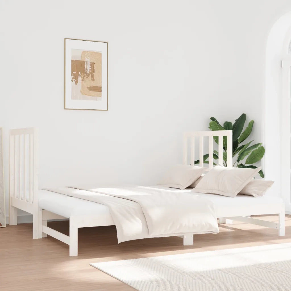 Dormeuse Estraibile Bianca 2x(90x190) cm Legno Massello di Pino 3124768