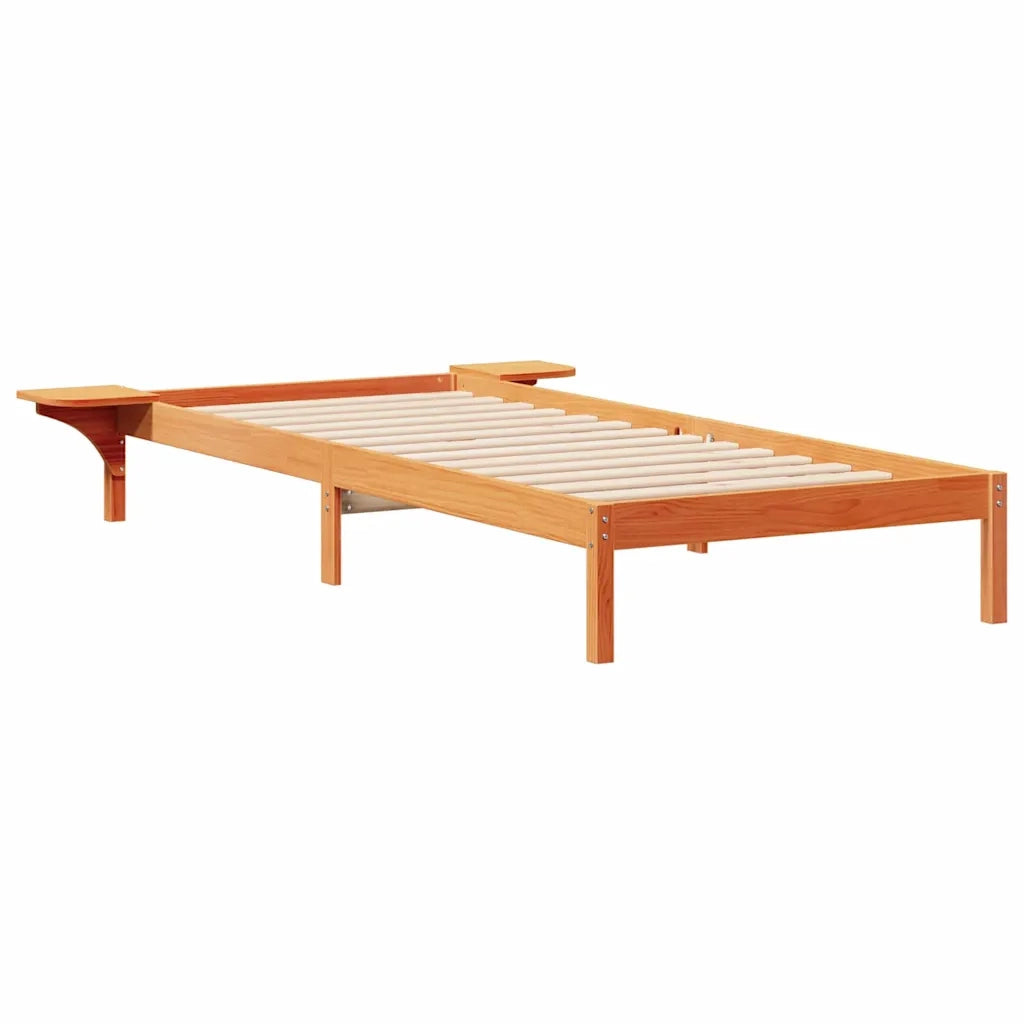 Letto con Tavolini Laterali Marrone cerato 100 x 210 cm