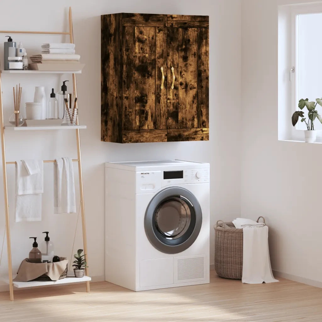 Armadietto a Muro | Mobile a Parete Rovere Fumo 69,5x34x90 cm in Legno Multistrato