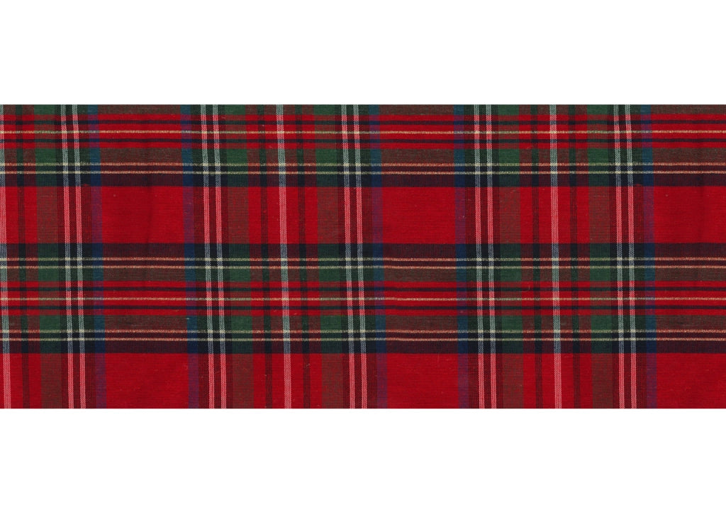 Tappeto Passatoia Con Retro Antiscivolo Disegno Natalina Lurex Tartan Scozzese Rosso - 50x50 - Natalina