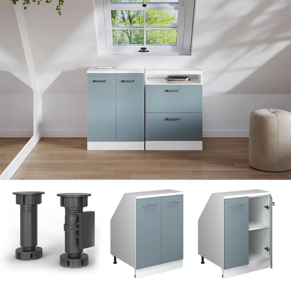 Mobile sottotetto Rion Grigio-blu/Bianco 60 x 83.8 cm con 2 porte, carcassa 60 cm profondità Vicco