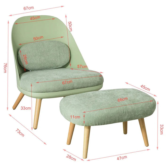 Poltrona Relax Imbottita con poggiapiedi Poltrona e Pouf Verde, scandinave Verde FST63-GR