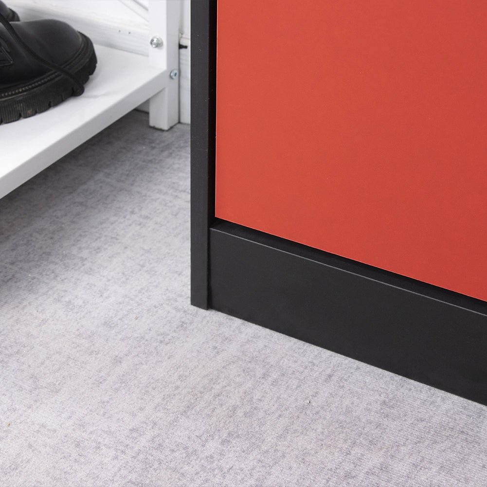 Scarpiera 3 Ante Ripiani Doppia Profondità Porta Scarpe Rosso e Nero 63x24x115cm