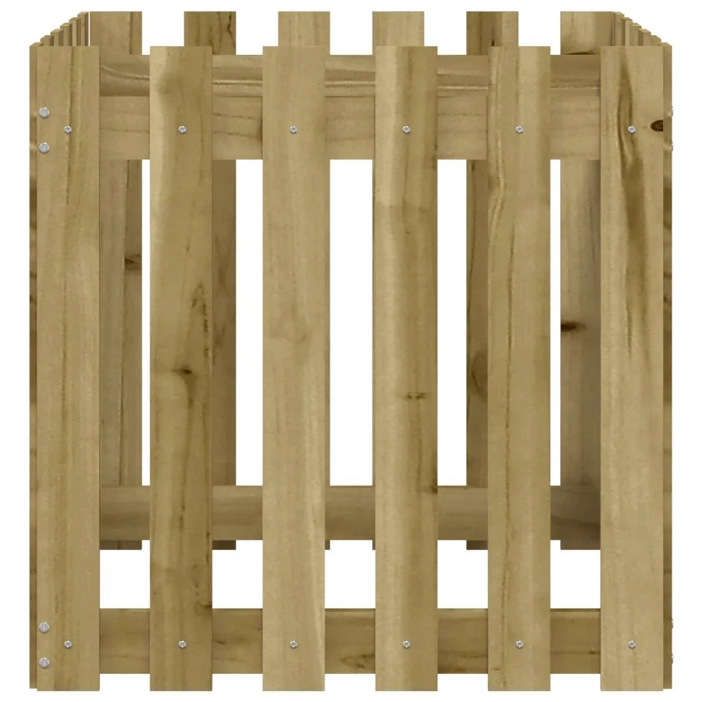 Fioriera | Cassetta per fiori | Vaso Giardino a Recinzione 60x60x60 cm in Pino Impregnato
