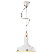 Sospensione Vintage Vague Vintage Ferro E Ceramica Bianco 1 Luce E27 35Cm