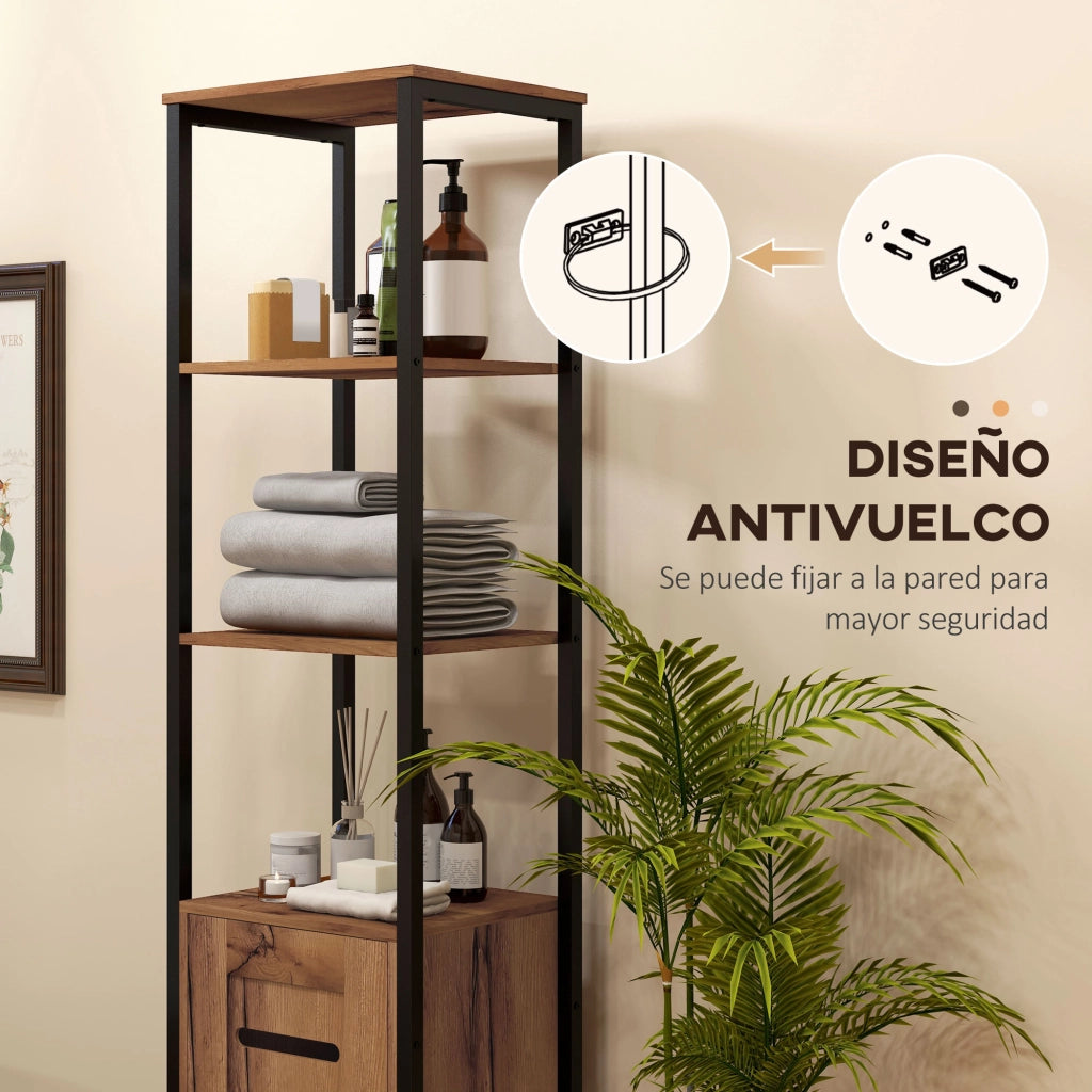 Colonna bagno salvaspazio con anta ripiani regolabili ¨C Xylo ¨C 37x30x167 cm marrone