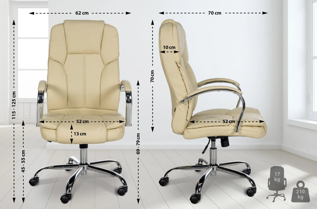 Poltrona ufficio XXL Xanthos in similpelle crema