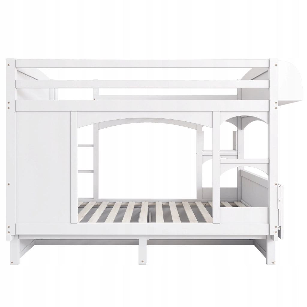 Letto a castello 90x200 - Xylo - Scrivania scaffali cassetti bianco